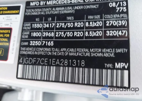 2014 Mercedes-Benz Gl 450 4Matic из США, поврежденный, VIN 4JGDF7CE1EA281318